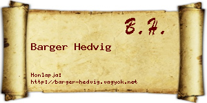 Barger Hedvig névjegykártya
